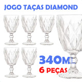 Jogo 6 Taças De Vidro Transparente 340ml Diamond Incasa Transparente