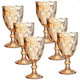 Jogo 6 Taças Diamante Bico De Jaca Água Vinho 340ml