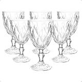 Jogo 6 Taças Diamante Vidro 340ml Copo Diamond Transparente Moderno Luxo