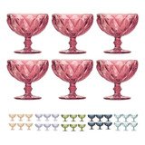 Jogo 6 Taças Vidro Sobremesa Sorvete 310ml Diamante Diamond