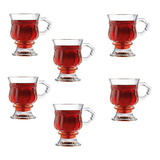Jogo 6 Taças Xícaras Café Cappuccino Chá Com Pé Aysha 140ml