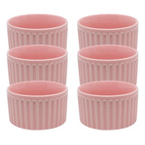 Jogo 6 Tijela Ramequim Rosa Porcelana 100 Ml Ramekin