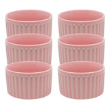 Jogo 6 Tijela Ramequim Rosa Porcelana 190 Ml Ramekin Gourmet