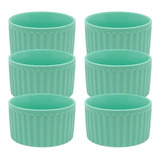 Jogo 6 Tijela Ramequim Verde Porcelana 100 Ml Ramekin