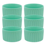 Jogo 6 Tijela Ramequim Verde Porcelana 190 Ml Ramekin