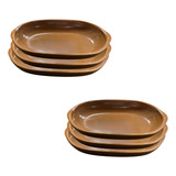 Jogo 6 Travessa Oval Cerâmica Marrom Bar Hotel Restaurante