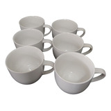 Jogo 6 Xícara 170 Ml Porcelana Branca Lisa Caneca Chá Cafe