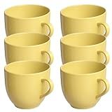 Jogo 6 Xicara Café Chá 170ml Colorida Porcelana Amarela 