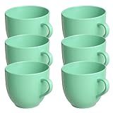 Jogo 6 Xicara Café Chá 170ml Colorida Porcelana Verde 