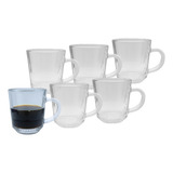 Jogo 6 Xicara Caneca De Vidro Café Expresso Chá Alça 80ml