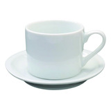 Jogo 6 Xicara Com Pires P Chá Café 200 Ml Porcelana Branca