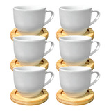 Jogo 6 Xícaras Chá Café Branca Porcelana Grande Pires 170ml