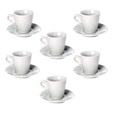 Jogo 6 Xícaras De Café Chá Porcelana Com Pires 80ml 12 Pçs