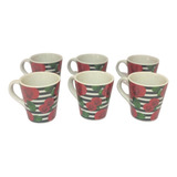 Jogo 6 Xícaras Porcelana 110ml Listrada Café Enfeite Cozinha