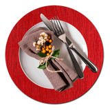 Jogo Americano Corino Redondo Sisal Vermelho 10un Decoração