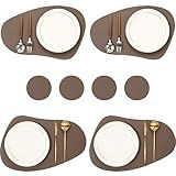 Jogo Americano De Couro Sintético Conjunto Com 8 Tapete De Mesa De Couro Sintético Resistente A Manchas Resistente Ao Calor Fácil De Limpar Impermeável Lavável Jogo Americano Para Cozinha