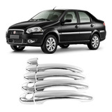 Jogo Aplique Cromado Capa Maçanetas Fiat Grand Siena 2013