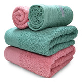 Jogo Banho Gigante Capri Atlântica 100 Algodão Fio Penteado Cor Rosa verde