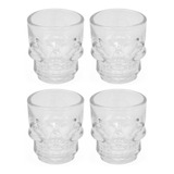 Jogo Bar 4 Mini Copo Shot Dose Caveira 3 D Vidro 50 Ml