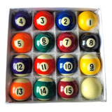 Jogo Bolas Bilhar Sinuca Numerada 54mm Colorida branca 57mm
