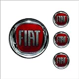 Jogo Bottom/ Emblema Para Calota Fiat 48mm Vermelho 4 Peças Resinado