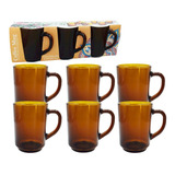 Jogo C/ 6 Canecas Xicaras De Café Chá 240ml Ambar Lisa