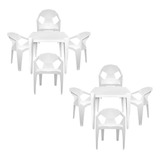 Jogo C 2 Mesa Plastico Quadrada C 8 Cadeira Poltrona Diamond