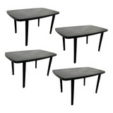 Jogo C 4 Mesa De Jantar Retangular Plástico Desmontável Bar