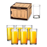 Jogo C 6 Copos De Vidro Liso 380ml Multiuso Original Suco