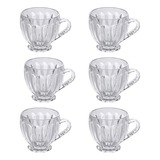 Jogo C 6 Xícaras Vidro Itália 200ml Café Chá Luxo Premium Cor Transparente Delicado