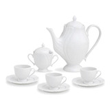 Jogo Café Bule Soleil White Porcelana Branca 14 Pçs Oxford