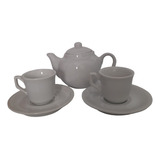 Jogo Café Chá Porcelana Branca Bule E Xicaras C Pires