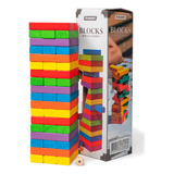Jogo Caiu Perdeu Torre Madeira Equilíbrio Brinquedo 54 Pçs