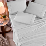 Jogo Cama Casal 4 Peças 100 Algodão Estilo Hotel 5 Estrelas Cor Branco Desenho Do Tecido Liso