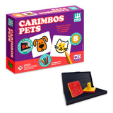 Jogo Carimbos Pets Animais 8 Pçs Giz Cera P Colorir Nig