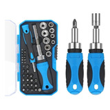 Jogo Chave Fenda Catracada Bits Soquetes Sextavado Kit 44 Pç