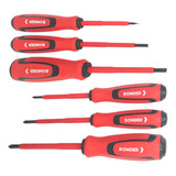 Jogo Chave Philips E Fenda Isolada Eletricista Reparo 6 Pçs