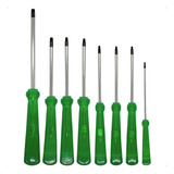 Jogo Chave Torx C Cabo T8 Ao T40 C Furo Cromo Vanádio Lotus Cor Verde