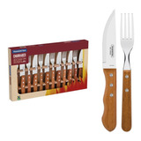 Jogo Churrasco Jumbo Tramontina Inox Kit De 12 Peças Madeira