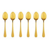 Jogo Colher De Mesa Sopa Dourada 6 Peças