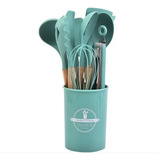 Jogo Colher De Silicone 12 Peças Utensílios Espátula Concha