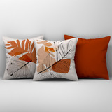 Jogo Com 3 Almofadas Cheias Estampadas Em Veludo 45cm X 45cm