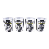 Jogo Com 4 Copos 3d 400ml Licenciado Oficial Do Santos