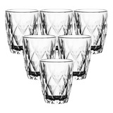 Jogo Com 6 Copos De Vidro Conjunto Diamante 280ml