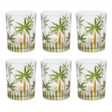 Jogo Com 6 Copos Em Cristal Wolff Palm Tree 340ml