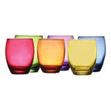 Jogo Com 6 Copos Vidro Tarca Colorido 370ml Yazi