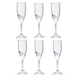 Jogo Com 6 Taças De Champagne Espumante Em Acrílico Super Resistente 180ml Festas Comemorações Ano Novo Réveillon
