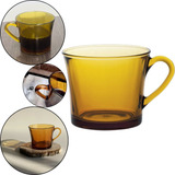 Jogo Com 6 Xícaras Café Chá Âmbar Vidro Marrom Liso 170ml