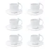 Jogo Com 6 Xicaras Cha Porcelana C/pires Birds Branco 200ml