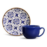 Jogo Com 6 Xícaras De Chá E 6 Pires Coup Asteca Porto Brasil Cor Decorado